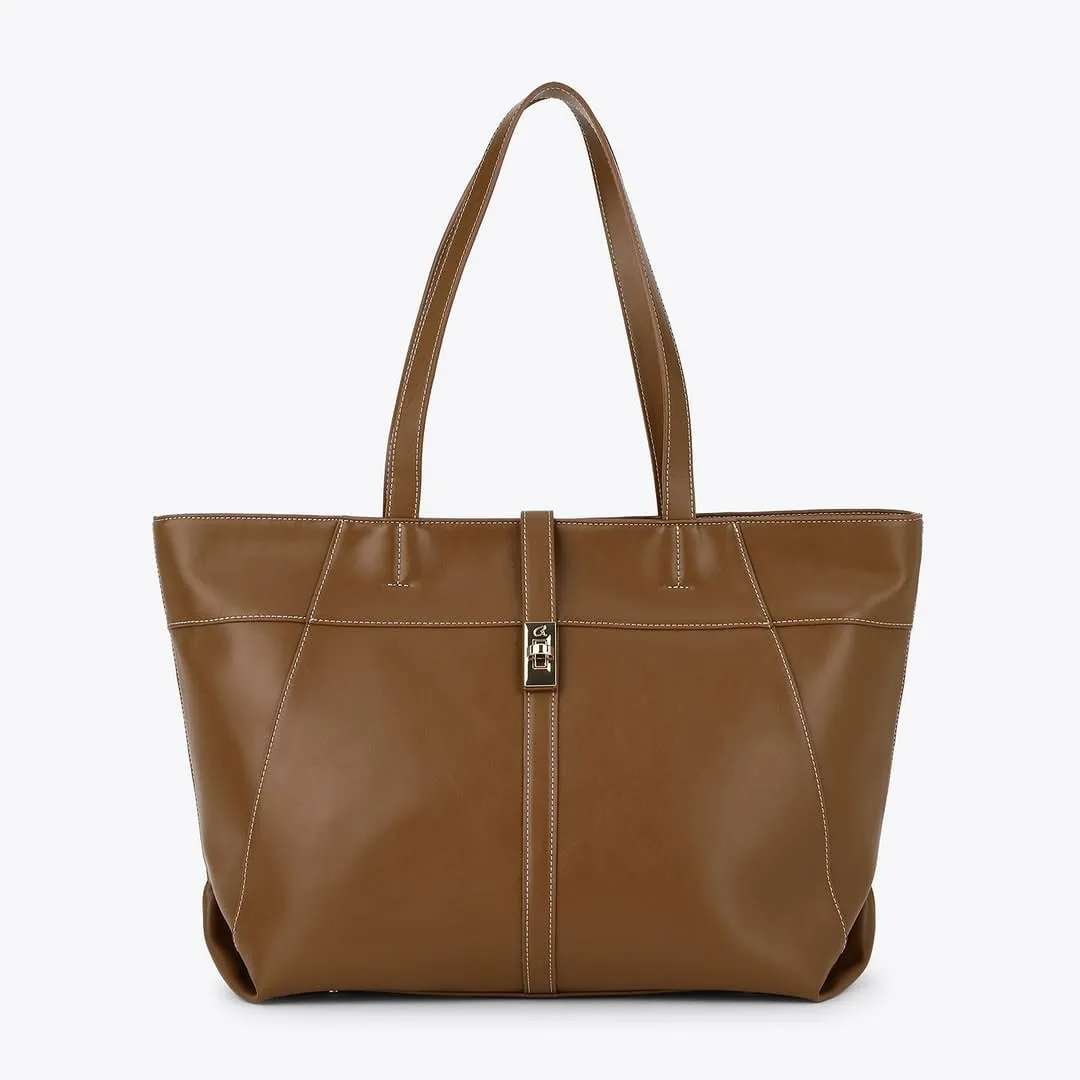 Borsa shopper in color cuoio con chiusura a fibbia — IDEA Avola