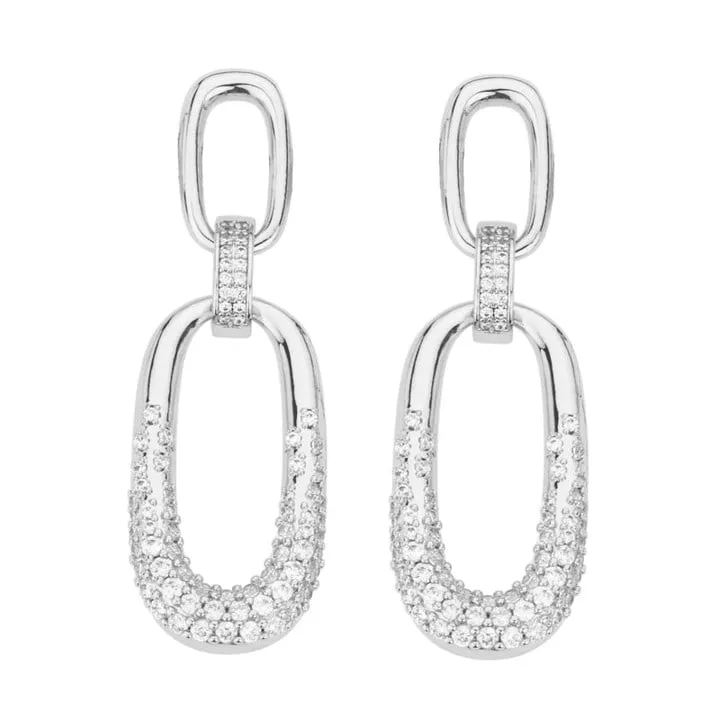 Orecchini pendenti argentati con strass — IDEA Avola