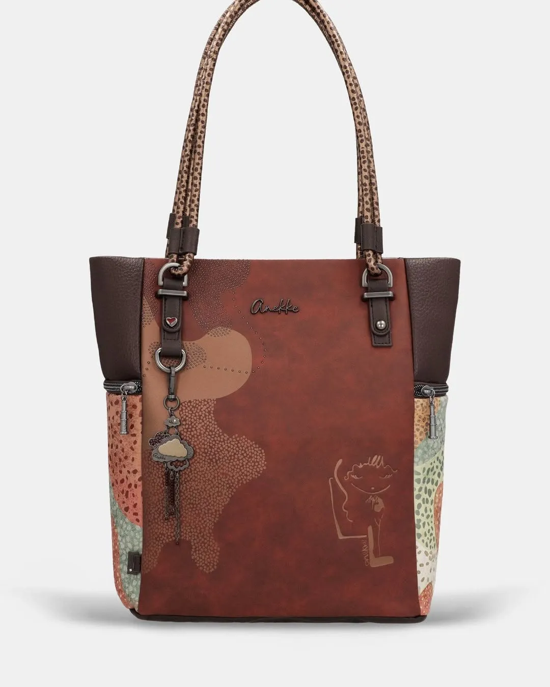 Borsa shopper Anekke illustrata nei toni del rosso — IDEA Avola