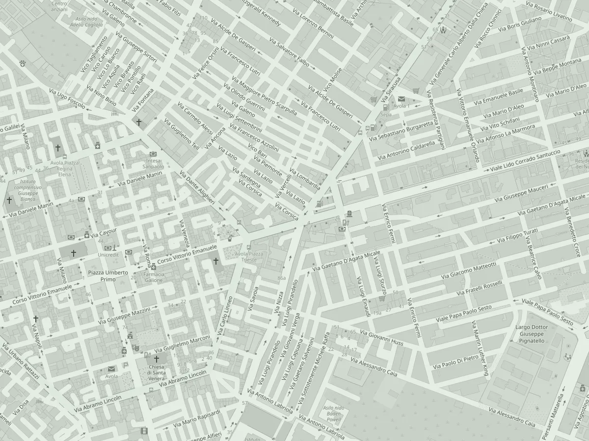 Cartina del centro di Avola con la posizione di IDEA in Corso Vittorio Emanuele 258